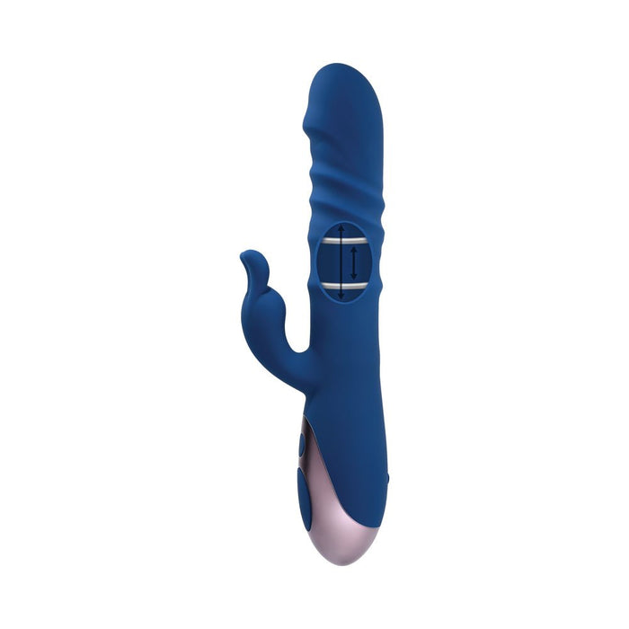 Evolved The Ringer Rechargeable Thrusting Silicone Rabbit Vibrator Blue - SexToy.com