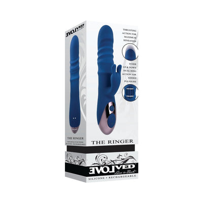 Evolved The Ringer Rechargeable Thrusting Silicone Rabbit Vibrator Blue - SexToy.com