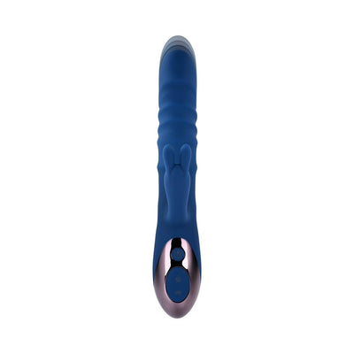 Evolved The Ringer Rechargeable Thrusting Silicone Rabbit Vibrator Blue - SexToy.com