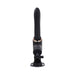 Black thrusting machine with sleek silicone shaft and adjustable suction cup base for hands-free use.