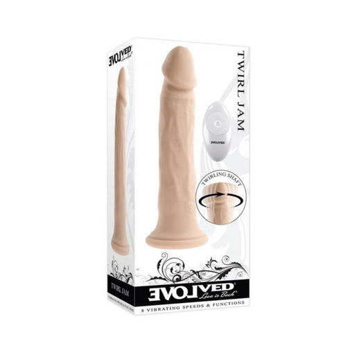 Evolved Twirl Jam Rechargeable Remote-controlled Vibrating Twirling 9 In. Silicone Dildo Light | SexToy.com