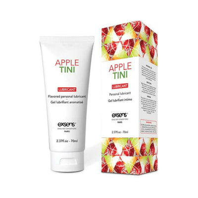 EXSENS Appletini flavored water-based lubricant tube and colorful fruit-patterned box, 70ml size.