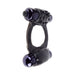 Black duo-vibrating stretchy ring with textured surface and dual bullet vibrators for enhanced pleasure.