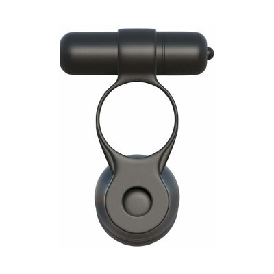 Black posable double penetrator with vibrating cock ring and bendable stimulator attachment.