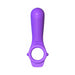 Purple textured silicone couples ring with a vibrating stimulator and a circular ring design for enhanced pleasure.