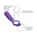 Purple silicone vibrating couples ring with textured stimulator and ergonomic design for enhanced pleasure and endurance.