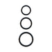Set of three black silicone rings in small, medium, and large sizes displayed on a white background.