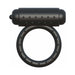 Black vibrating cock ring with textured grip and bullet vibrator on top, designed for enhanced endurance and stimulation.