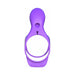 Purple silicone dual-ring couples cage with integrated clitoral stimulator and vibrating bullets.