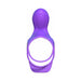 Purple silicone couples ring with textured clitoral stimulator and dual vibration design.