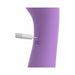 Close-up of purple Duo Wand Massage-Her showing the charging port with a white plug inserted.