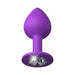 Purple medium-sized silicone plug with a sparkling jewel base for comfortable and stylish intimate wear.
