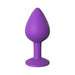 Medium-sized purple silicone plug with a tapered shape and flared base for comfort and safety.