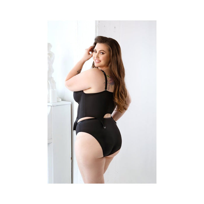 Fantasy Lingerie Curve Sloan Cropped Bustier With Molded Cups & High-Waisted Panty - SexToy.com