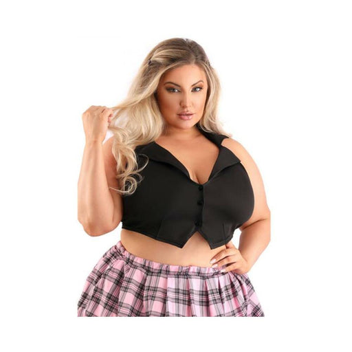 Fantasy Lingerie Play Schoolgirl Top Collared Button Down Halter Top With Tie-back Closure Costume B - SexToy.com
