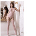 Fantasy Lingerie Sheer Blushing Beauty High-Neck Gartered Lace Fishnet Bodystocking & Matching G-String - SexToy.com