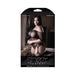 Packaging image of a queen size sheer black off-shoulder teddy net gartered bodystocking by Fantasy Lingerie.