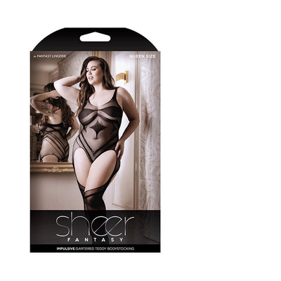 Fantasy Lingerie Sheer Impulsive Gartered Teddy Bodystocking - SexToy.com