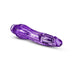 Purple flexible vibrating dildo with realistic texture and smooth finish on white background