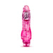Pink translucent flexible vibrator with textured shaft and rounded tip, designed for versatile pleasure.