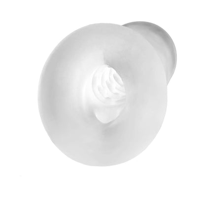 Clear flexible Fat Boy Original Ultra Fat 5.5 sheath with textured interior and closed tip design.