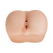 Compact realistic double-entry stroker with bubble butt design in soft flesh tone for portable pleasure.