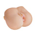 Compact realistic bubble butt stroker with dual vaginal and anal openings in soft skin-tone material.