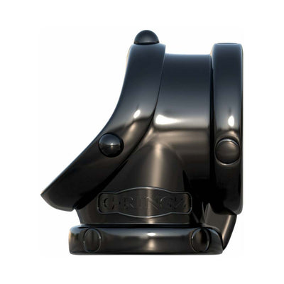 Black glossy Fantasy C-Ringz Rock Hard Cock Pipe with ergonomic design and textured accents for enhanced support and comfort.