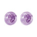 Lavender-colored round breast stimulators with textured jelly ticklers for targeted vibration and hands-free use.