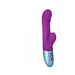 Purple dual-density rabbit vibrator with textured shaft and silver base featuring control buttons.