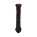 Black textured silicone wand with a rounded tip and red power button on top, designed for targeted stimulation.