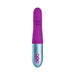 Purple silicone thrusting rabbit vibrator with textured silver handle and control buttons.