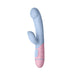 Light blue and pink Femme Funn Ffix Rabbit vibrator with ergonomic design and dual stimulation features.