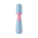 Compact Femme Funn Ffix Mini Wand vibrator in pastel blue with pink textured grip and smooth rounded head.