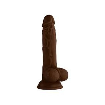 Realistic nude-colored silicone adult toy with detailed texture and suction base.