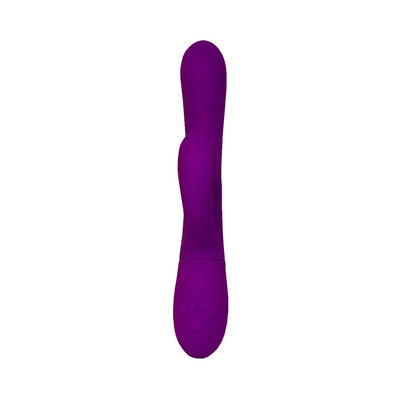 Purple Femme Funn Ultra Rabbit vibrator with dual stimulation arms and control buttons on the handle.