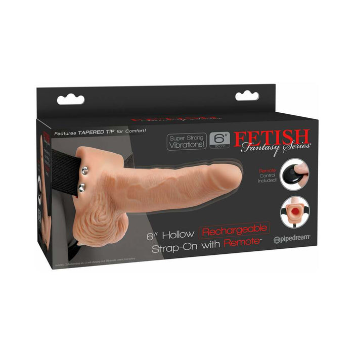 Fetish Fantasy 6in Hollow Rechargeable Strap-on With Remote, Flesh - SexToy.com