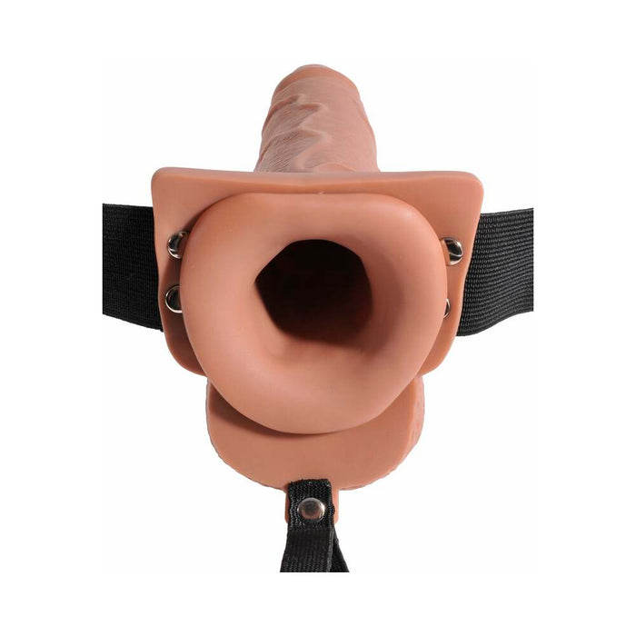 Fetish Fantasy 7.5in Hollow Squirting Strap-on With Balls, Tan - SexToy.com