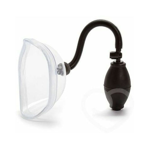 Clear silicone suction cup with black flexible tube and hand pump for adjustable pressure control.