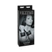Packaging of Fetish Fantasy Limited Edition Cumfy Cuffs in black with image of a woman wearing soft faux fur-lined wrist restraints.