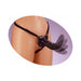 Adjustable black strap-on worn on hips with a flexible, posable shaft shown in multiple angled positions.