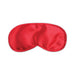 Red satin eye mask with elastic strap for comfortable sensory play and anticipation.
