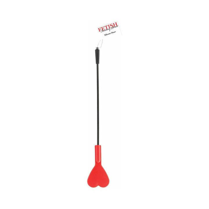 Red silicone heart-shaped paddle with a black handle from the Fetish Fantasy Series.