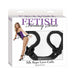 Fetish Fantasy Series black silk rope love cuffs with adjustable plastic cinches in retail packaging.