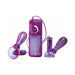 Purple vibrating nipple pumps with adjustable control unit and soft tickler inserts by Pipedream Fetish Fantasy Series.