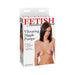 Packaging of Fetish Fantasy Series Vibrating Nipple Pumps featuring a model and product details on a white background.