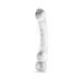 Clear glass dual-ended massage wand with textured shaft and curved ends, branded Fifty Shades of Grey.