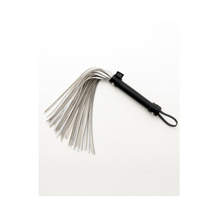 Fifty Shades of Grey Please Sir Flogger with black leatherette handle and multiple soft white suede tails.