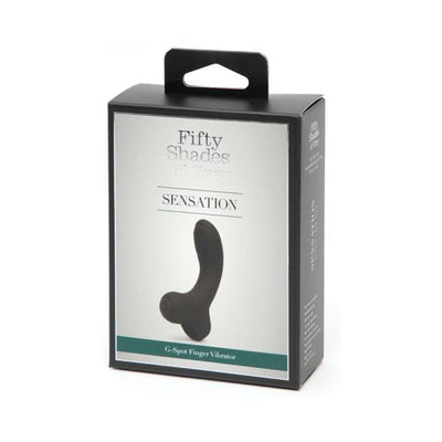 Packaging box of Fifty Shades Sensation G-Spot Finger Vibrator with product image and branding on front.