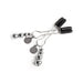 Fifty Shades The Pinch Nipple Clamps with adjustable screws and black rubber tips, featuring branded metal tags.
